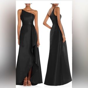 Alfred Sung One-Shoulder Satin Gown